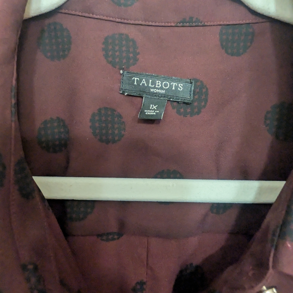 Talbots Burgundy Polka Dot Blazer Size 1X